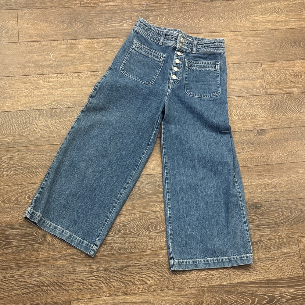 Wide-Leg Blue Denim Jeans